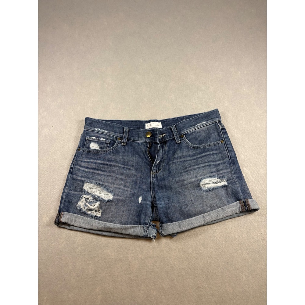 Greywire New York Distressed Denim Shorts Medium Wash Cuffed Hem Women Size 29